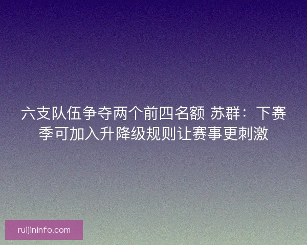 六支队伍争夺两个前四名额 苏群：下赛季可加入升降级规则让赛事更刺激